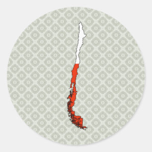 Sticker Rond Carte du drapeau du Chili pleine taille