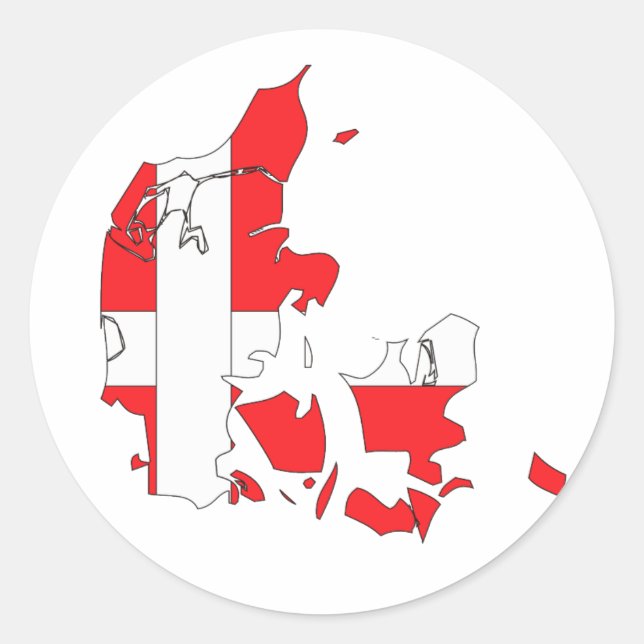 Sticker Rond Carte du drapeau du Danemark (Devant)