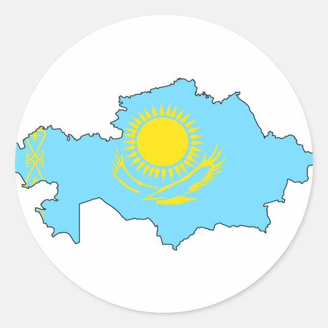 Sticker Rond Carte du drapeau du Kazakhstan (Devant)