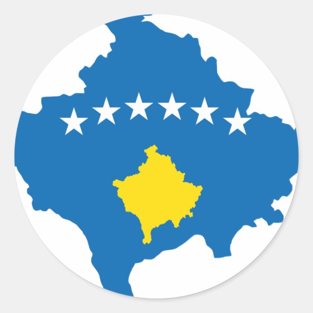 Sticker Rond Carte du drapeau du Kosovo (Devant)