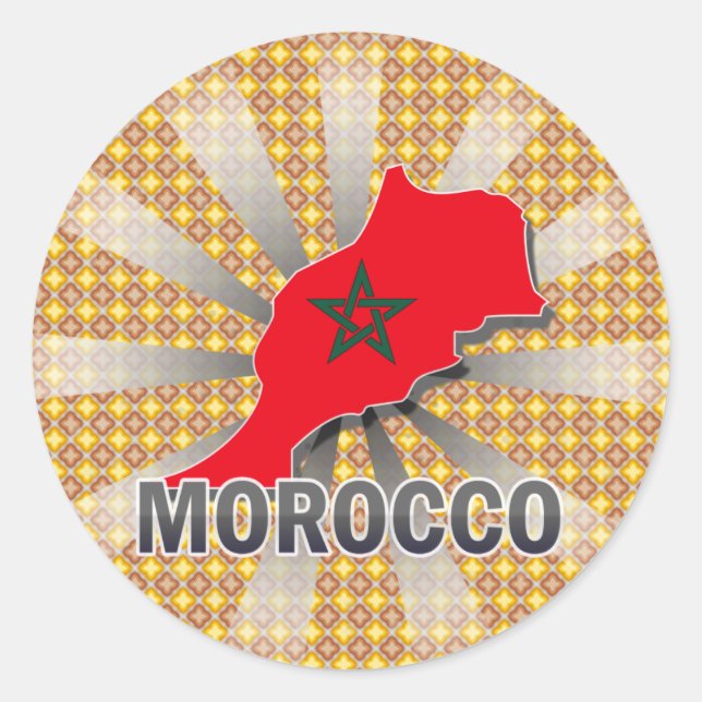 Sticker Rond Carte du drapeau du Maroc 2.0 (Devant)