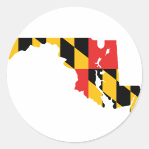 Sticker Rond Carte du drapeau du Maryland