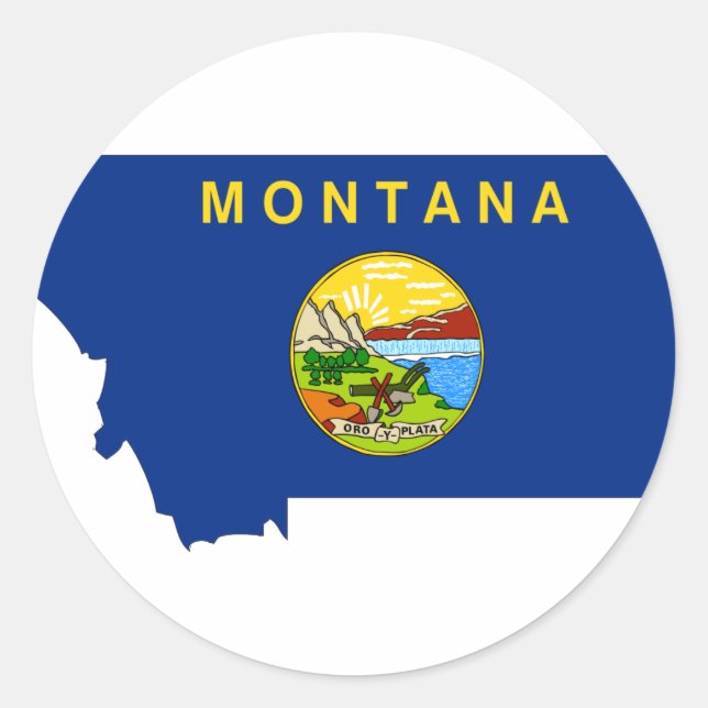 Sticker Rond Carte du drapeau du Montana (Devant)