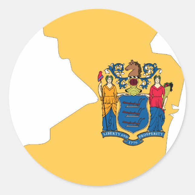 Sticker Rond Carte du drapeau du New Jersey (Devant)