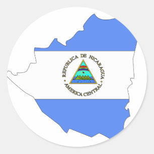 Sticker Rond Carte du drapeau du Nicaragua