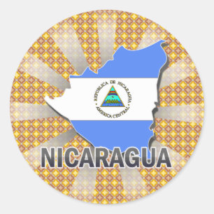 Sticker Rond Carte du drapeau du Nicaragua 2.0