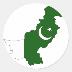 Sticker Rond Carte du drapeau du Pakistan