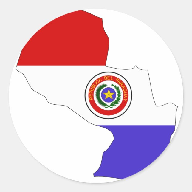 Sticker Rond Carte du drapeau du Paraguay (Devant)