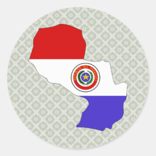 Sticker Rond Carte du drapeau du Paraguay pleine taille