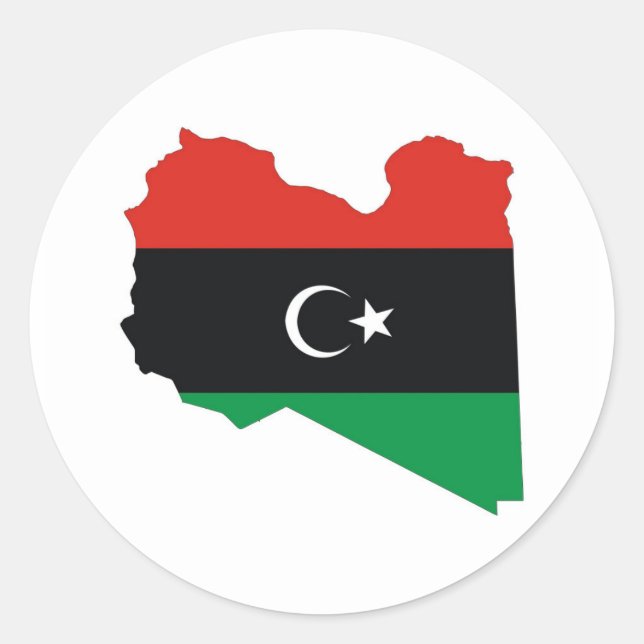 Sticker Rond carte du drapeau du pays de libye (Devant)