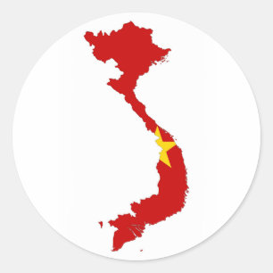 Sticker Rond carte du drapeau du pays vietnam