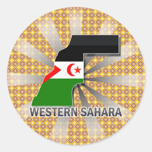 Sticker Rond Carte du drapeau du Sahara occidental 2.0 (Devant)