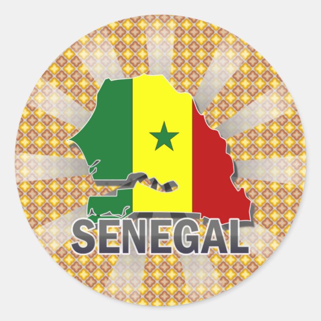 Sticker Rond Carte du drapeau du Sénégal 2.0 (Devant)
