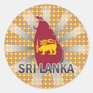 Sticker Rond Carte du drapeau du Sri Lanka 2.0