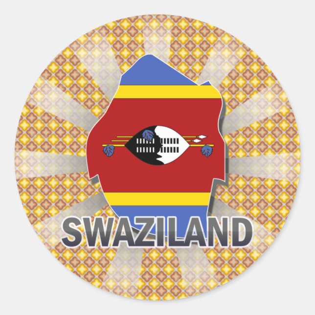 Sticker Rond Carte du drapeau du Swaziland 2.0 (Devant)