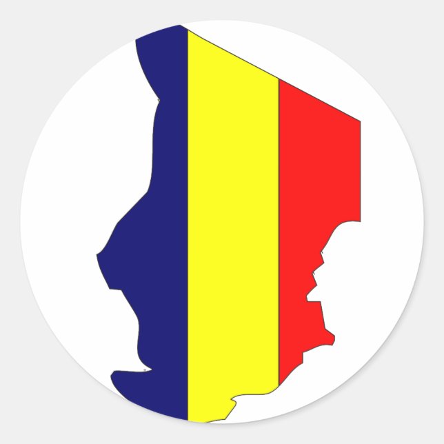 Sticker Rond Carte du drapeau du Tchad (Devant)