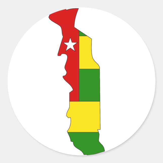 Sticker Rond Carte du drapeau du Togo (Devant)