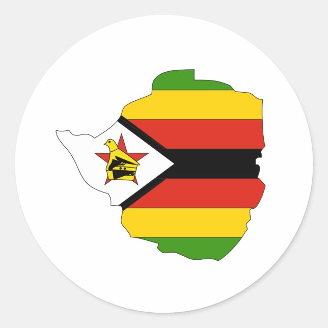Sticker Rond Carte du drapeau du Zimbabwe (Devant)