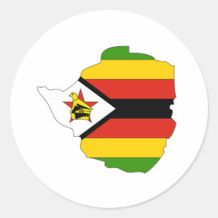 Sticker Rond Carte du drapeau du Zimbabwe