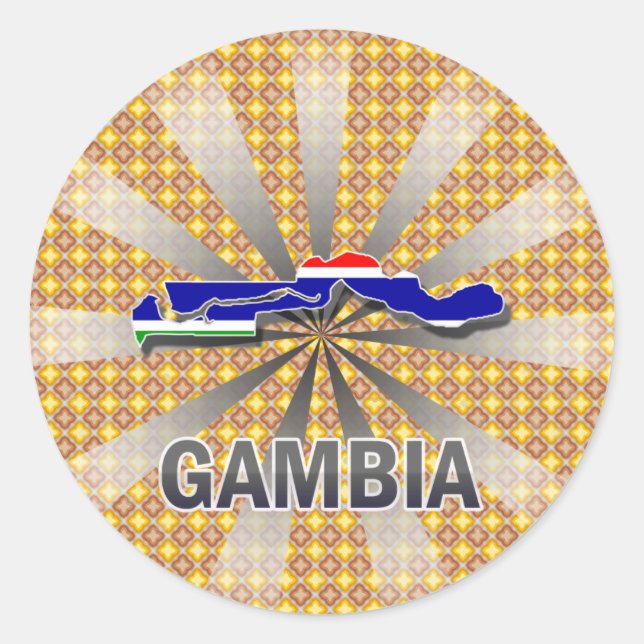 Sticker Rond Carte du drapeau gambien 2.0 (Devant)