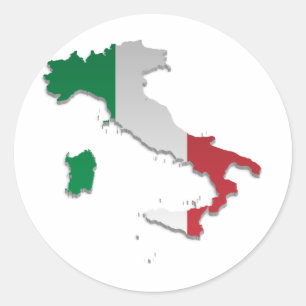 Sticker Rond Carte du drapeau italien_2