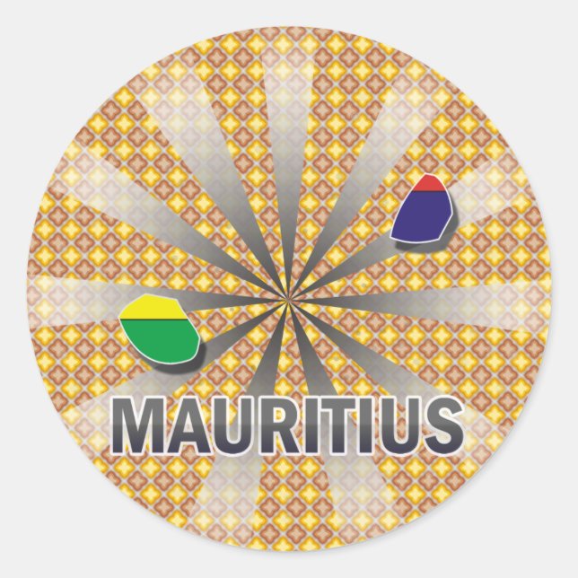 Sticker Rond Carte du Drapeau Maurice 2.0 (Devant)