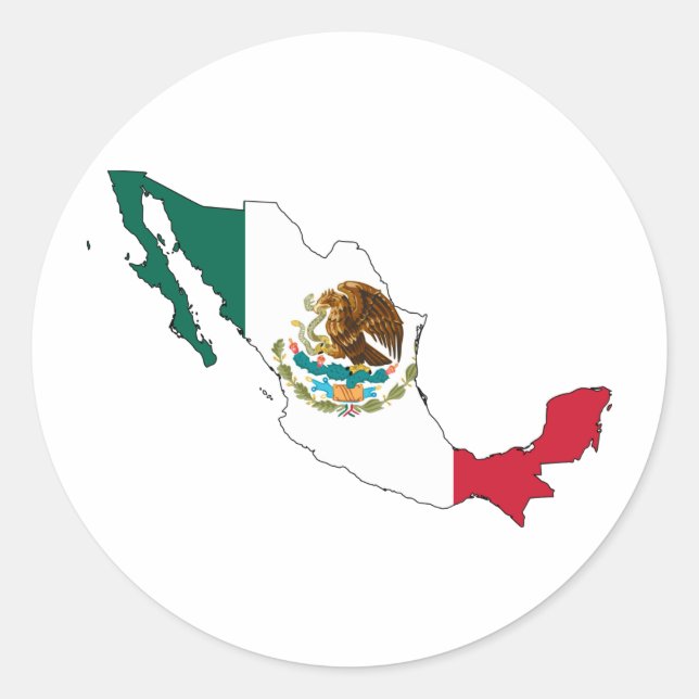 Sticker Rond Carte du drapeau mexico. la Bandera Nacional (Devant)