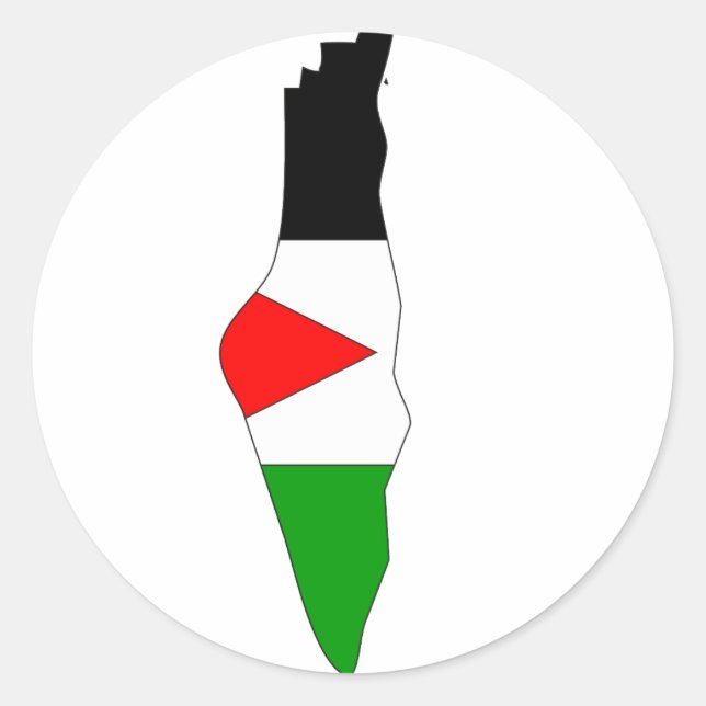 Sticker Rond Carte du drapeau palestinien (Devant)