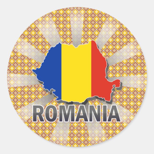 Sticker Rond Carte du drapeau roumain 2.0 (Devant)