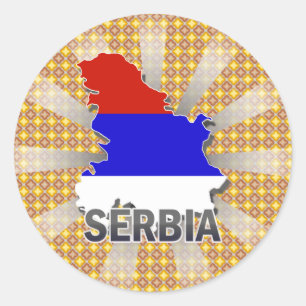 Sticker Rond Carte du drapeau serbe 2.0