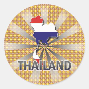 Sticker Rond Carte du drapeau thaïlandais 2.0