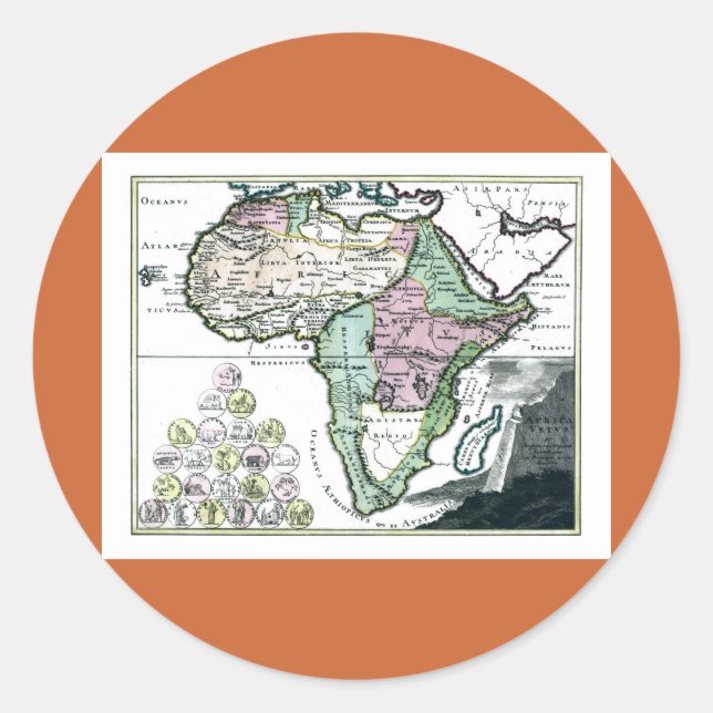 Sticker Rond Carte du foetus africain 1720 (Devant)