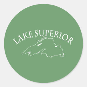 Sticker Rond Carte du lac Supérieur