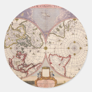 Sticker Rond Carte du monde antique