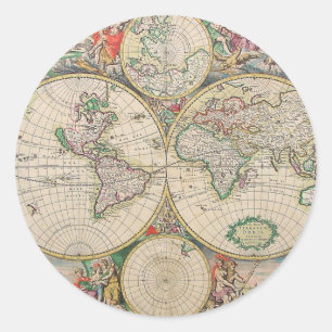 Sticker Rond Carte du monde antique