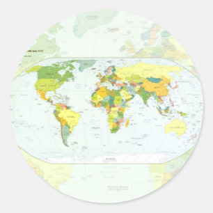 Sticker Rond Carte du monde Atlas Poster Politique : Décoration
