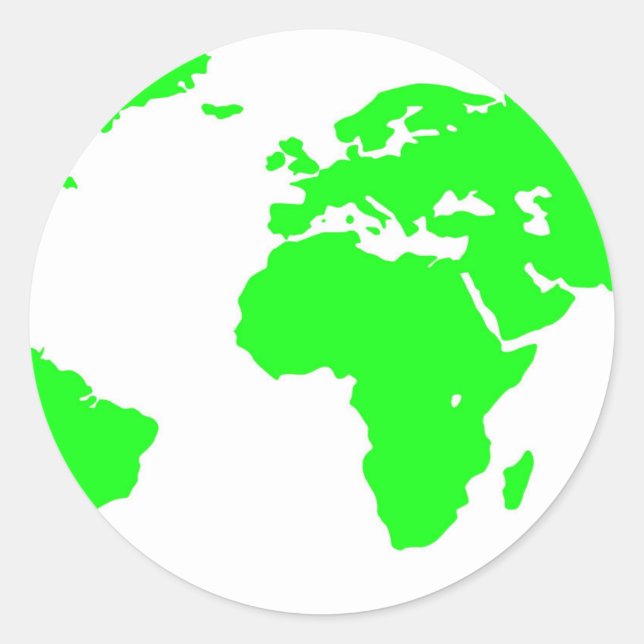 Sticker Rond Carte du monde blanc vert (Devant)