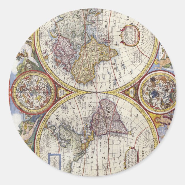 Sticker Rond Carte du monde de 1626 (Devant)