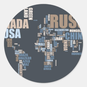 Sticker Rond Carte du monde en mots