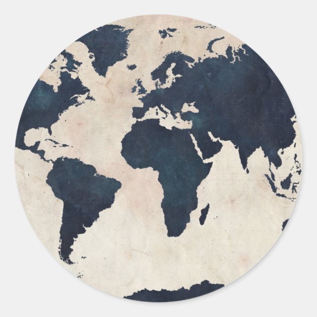 Sticker Rond Carte du monde marine en détresse (Devant)