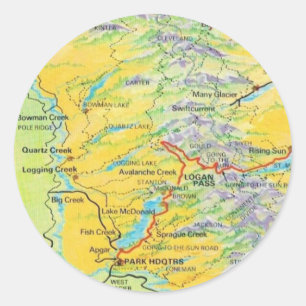 Sticker Rond Carte du Parc national de Glacier