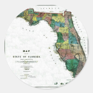 Sticker Rond Carte du Vieux 1856 Floride