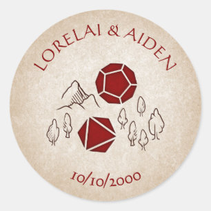 Sticker Rond Carte Dungeon RPG Gamer Mariage
