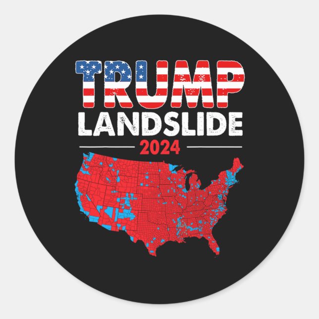 Sticker Rond Carte électorale 2024 Trump Défilé Élections rouge (Devant)