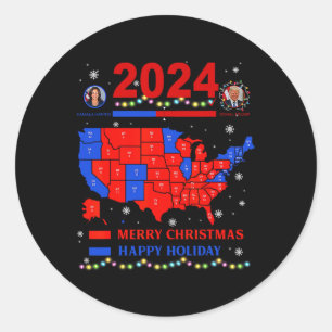 Sticker Rond Carte électorale de 2024 Joyeux glissement de terr