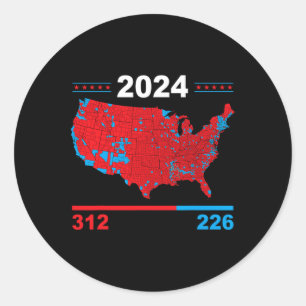 Sticker Rond Carte électorale Trump 312 Red Résultats des élect