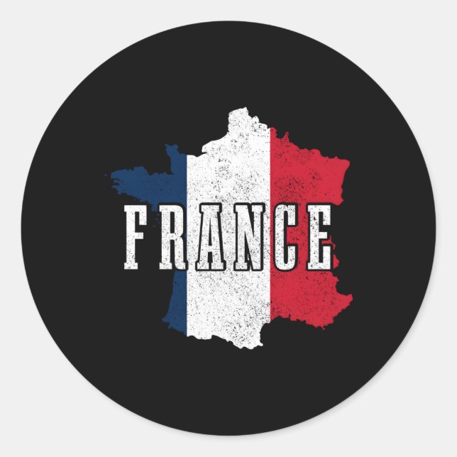 Sticker Rond Carte France Fierté drapeau français (Devant)
