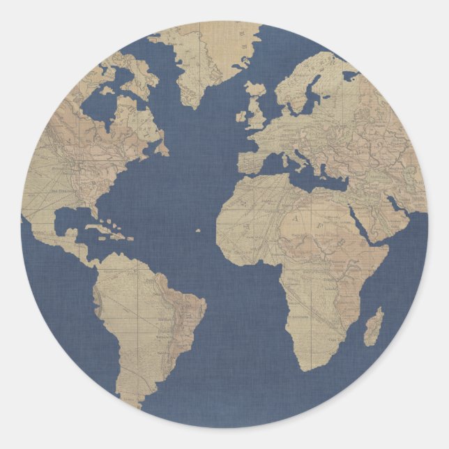 Sticker Rond Carte Gold et Blue World (Devant)
