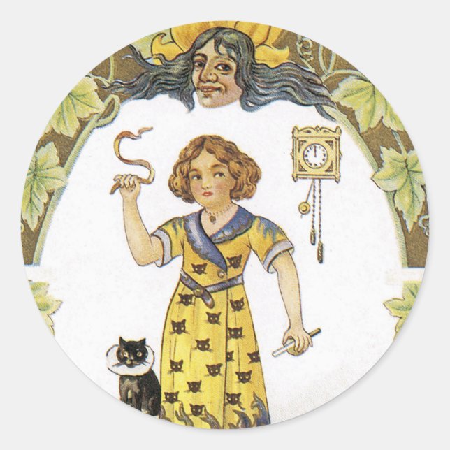 Sticker Rond Carte Halloween vintage (Devant)