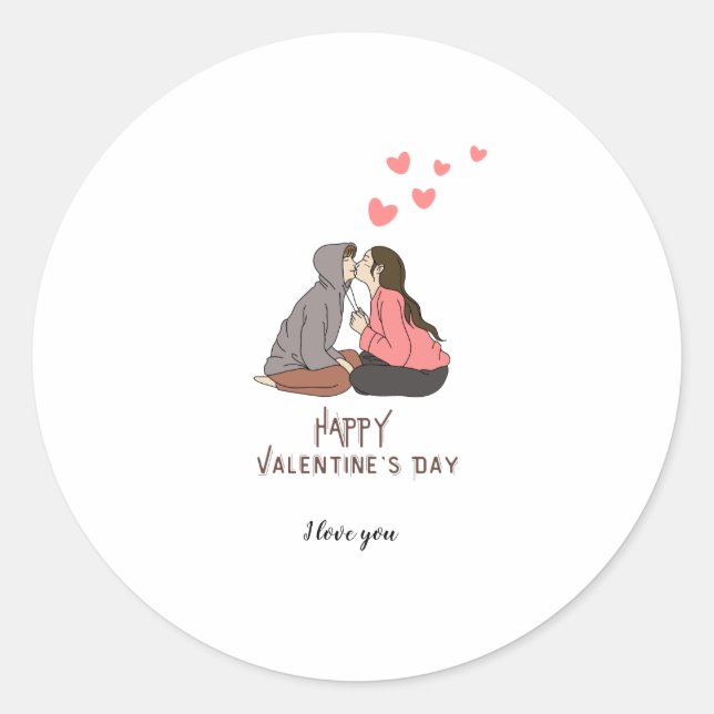 Sticker Rond Carte Heureuse Sainte-Valentin de vacances photo (Devant)